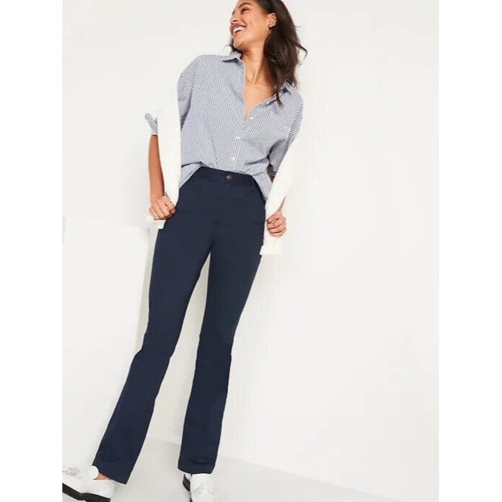Old Navy Bootcut Stretch Pants Womens 2 Tall Blue Cotton Stretch NEW